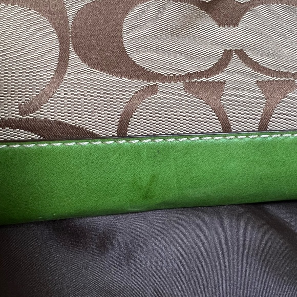 2008 Coach bag, tan with green leather trim, gently used - Picture 8 of 15
